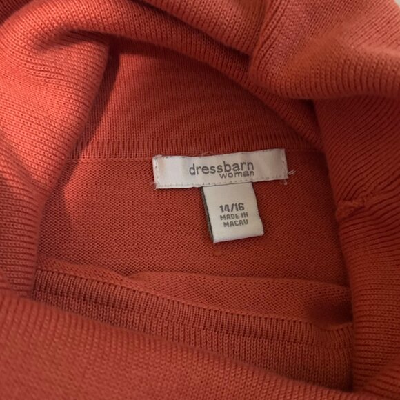 Womens Turtleneck Sweater Dressbarn 14/16 Acrylic & Cotton Blend Rust Orange - Picture 3 of 8